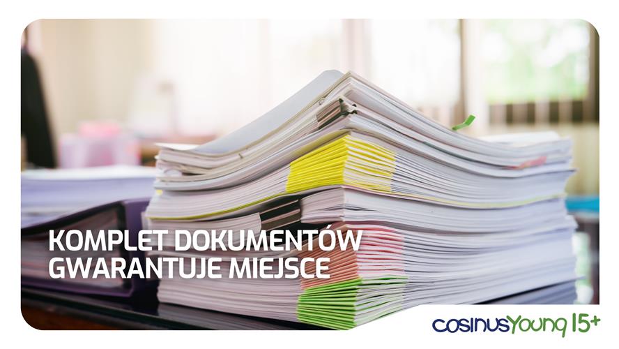 Przypominamy o złożeniu kompletu dokumentów do Szkoły Branżowej CosinusYoung 15+