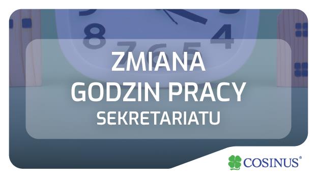 Zmiana godzin pracy sekretariatu szkolnego!
