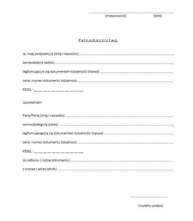 Upoważnienie Do Odbioru Listu Poleconego Pdf Upoważnienie do odbioru dokumentów - Cosinus > Aktualności